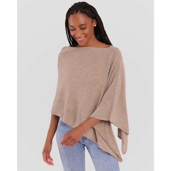 Alashan Sweaters - Alashan 100% Cashmere Draped Dress Topper Poncho Lightweight Soft & Cozy Tan NWT